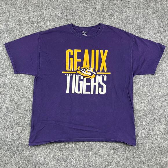 Champion LSU Tigers T-Shirt Mens Size 2XL Purple Geaux Graphic College Tee - Picture 1 of 7